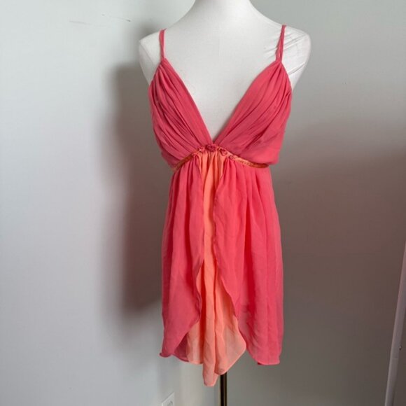 Fairycore Tropical Chiffon Mini Dress Sunset Sorbet Layers y2k lingerie babydoll - Picture 2 of 7